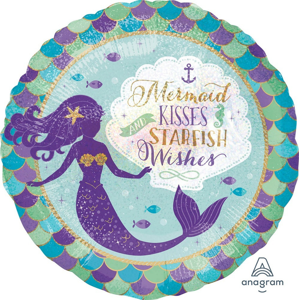 Μπαλόνι Φοιλ Mermaid Wishes & Kisses 45cm