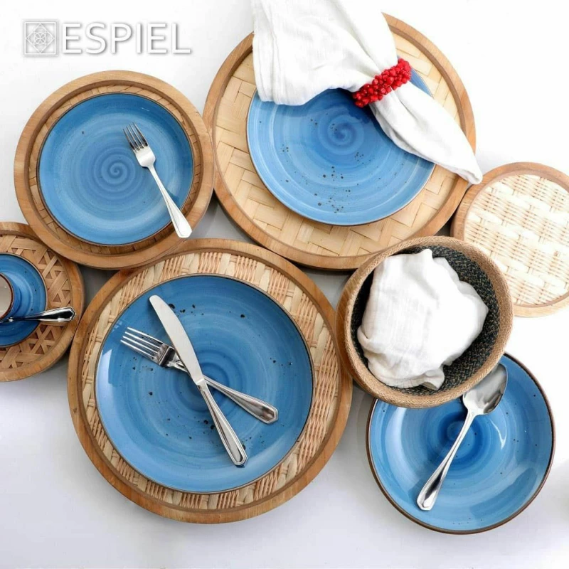 Espiel Terra Πιάτο Βαθύ Κεραμικό Μπλε με Διάμετρο 27cm 6τμχ