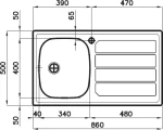 Foster 1000 1179502 Αριστερός Ένθετος Νεροχύτης 79x50cm Inox Σατινέ