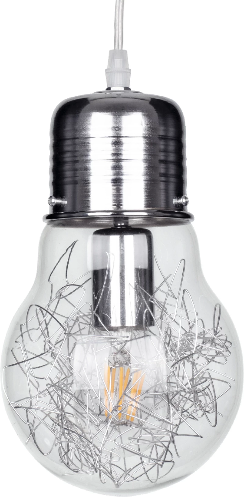 GloboStar Lamp Κρεμαστό Φωτιστικό Μοντέρνο Μονόφωτο Ασημί