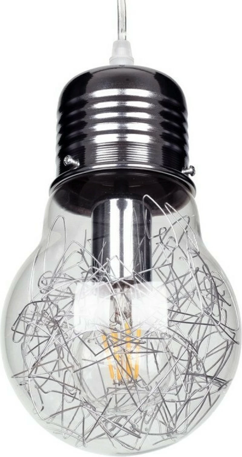 GloboStar Lamp Κρεμαστό Φωτιστικό Μοντέρνο Μονόφωτο Ασημί