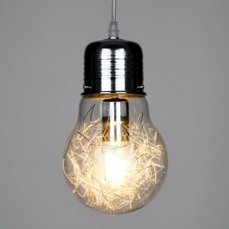 GloboStar Lamp Κρεμαστό Φωτιστικό Μοντέρνο Μονόφωτο Ασημί