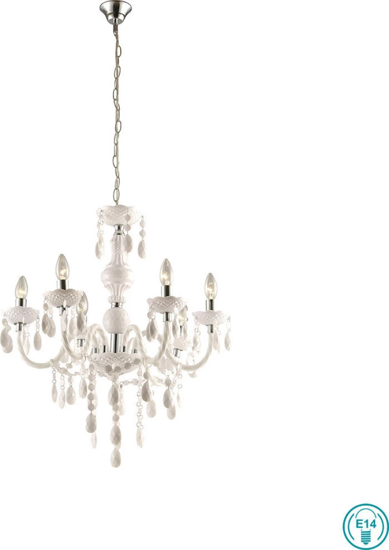 Globo Lighting Cuimbra Πολυέλαιος 6xE14 με Κεράκια Λευκός 63113-6