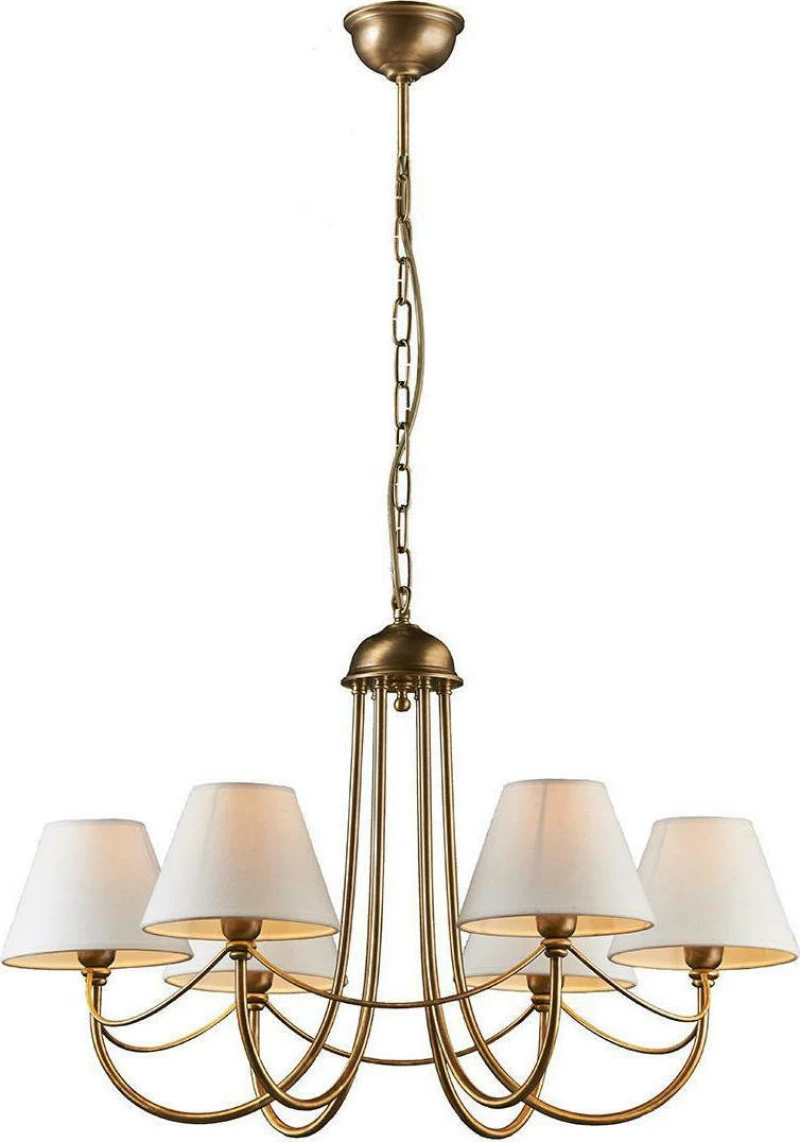 Mavros Lighting Γύθειο Πολυέλαιος 6xE14 με Καπέλα Μπρούτζινος 59508/6K