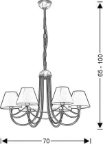 Mavros Lighting Γύθειο Πολυέλαιος 6xE14 με Καπέλα Μπρούτζινος 59508/6K