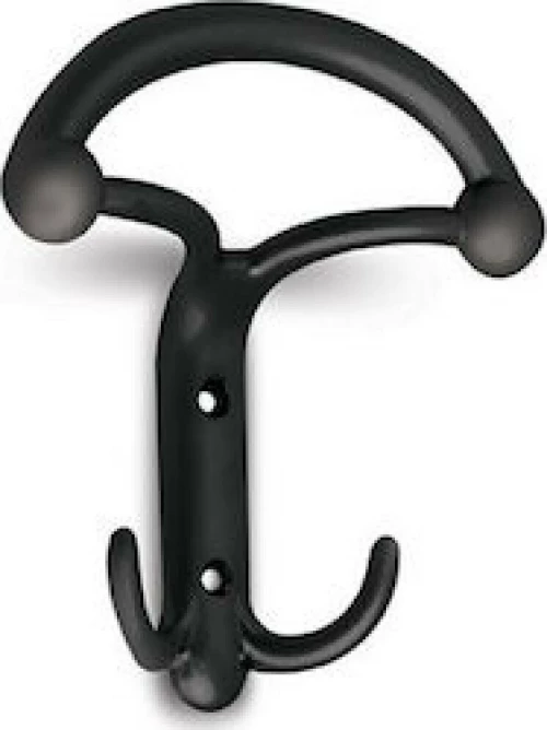 C548/S19 Κρεμάστρα Τοίχου Μεταλλική 10,8x12.3 εκ.,Μαύρη