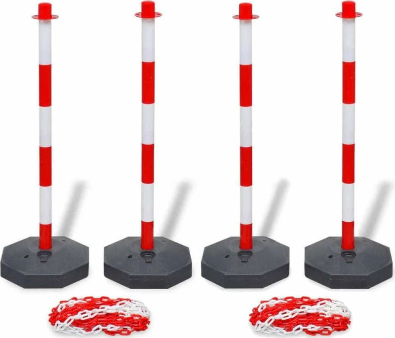 vidaXL 3057525 Σετ 4τμχ Κολώνες με Πλαστική Αλυσίδα 10 Μέτρων