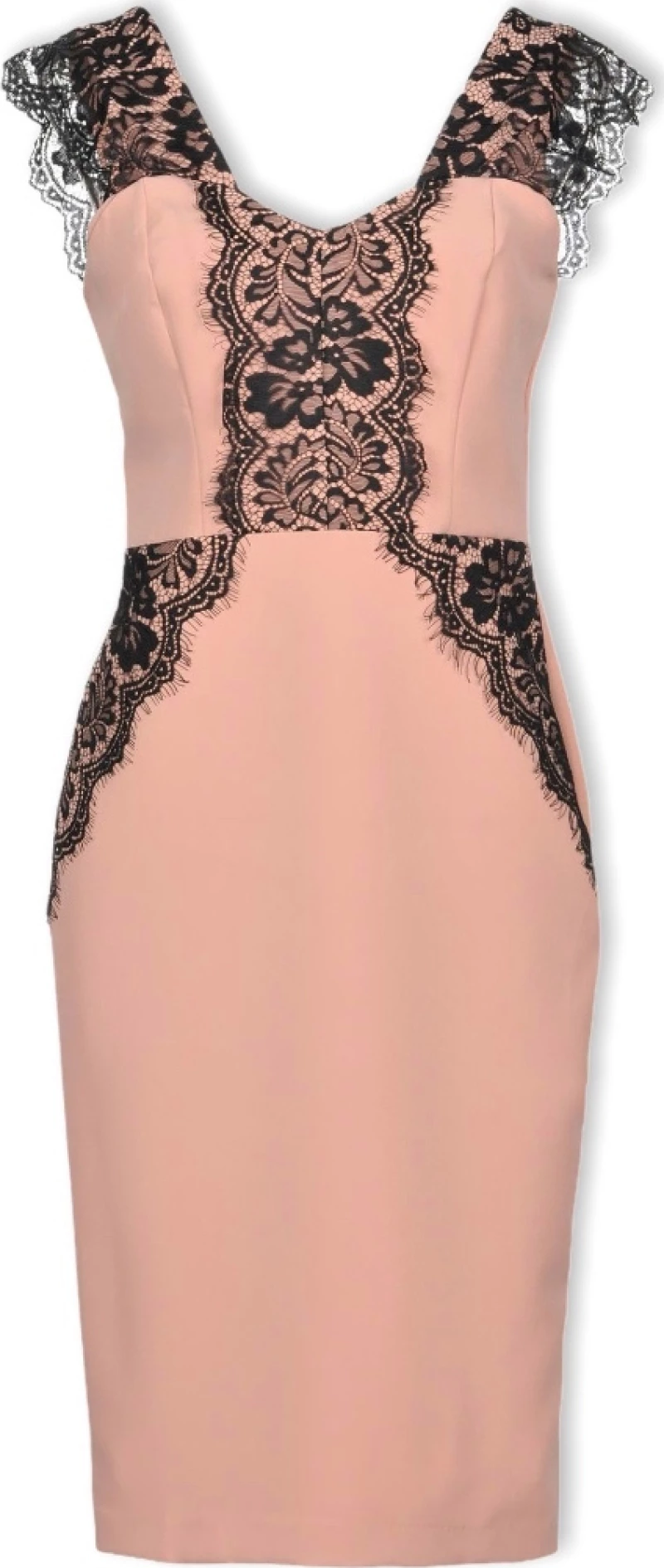 Ροζ στενό φόρεμα με δαντέλα Rinascimento Baby Pink