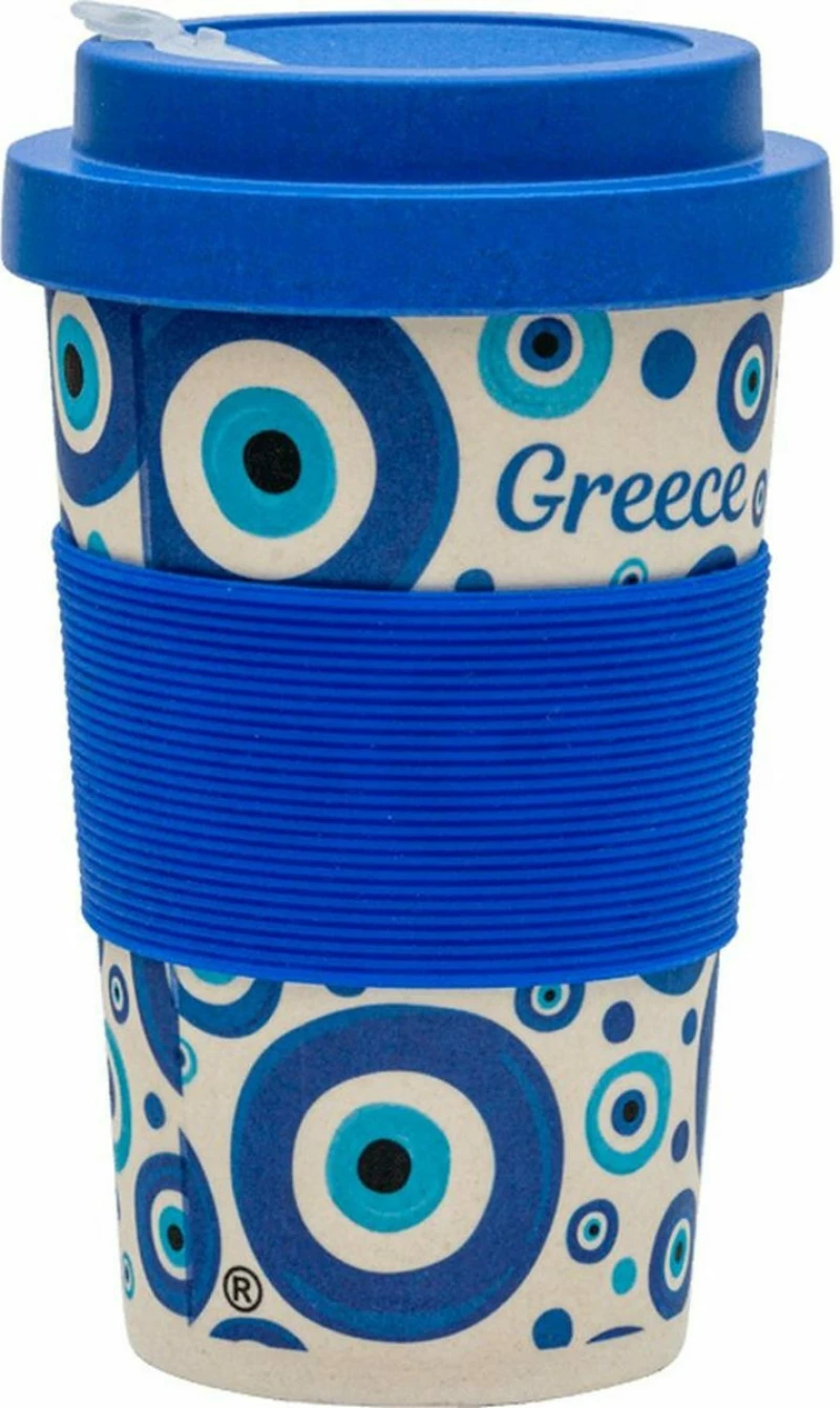 Ποτήρι Bamboo AegeanArt με Καπάκι Σχέδιο Μάτι 18410209