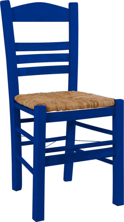 Homemarkt Καρεκλα Επιλοχια Με Ψαθα Μπλε Εμποτισμος Hm10369.05