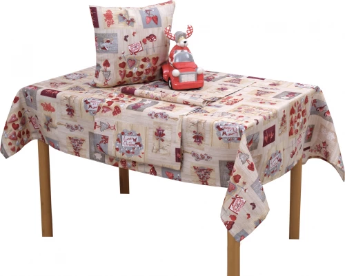 Viopros Καρέ Χριστουγεννιάτικο Ecru-Red 85x85cm