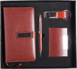 Ανδρικό Σετ Δώρου με στυλό μπρελόκ notebook και θήκη επαγγελματικών καρτών Καφέ 2018.002-10