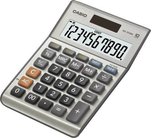 Casio Αριθμομηχανή Λογιστική MS-100BM 10 Ψηφίων σε Ασημί Χρώμα