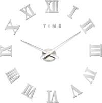 Αυτοκόλλητο Ρολόι Τοίχου SILVER M.Sparkling DIY Wall Clock Roman Numeral Scales Home Decor- Μεγάλο -