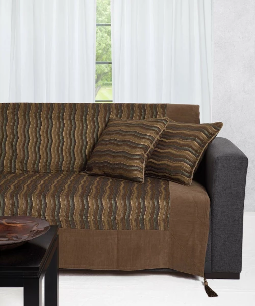 Silk Fashion Ριχτάρι Διθέσιου Καναπέ 602 Κύμα 180x250cm Λαδί