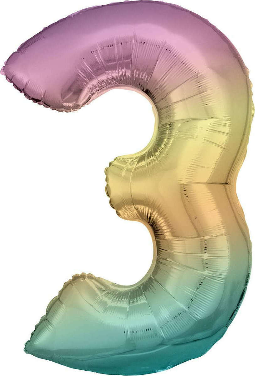 Μπαλόνι Νούμερο 3 Pastel Rainbow