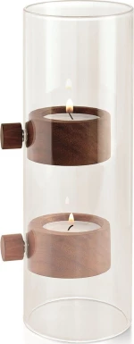 Philippi Lift Tealight Holder Glass, Walnut Wood, Magnets 20(h)cm.