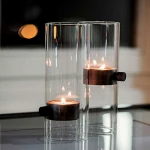 Philippi Lift Tealight Holder Glass, Walnut Wood, Magnets 20(h)cm.