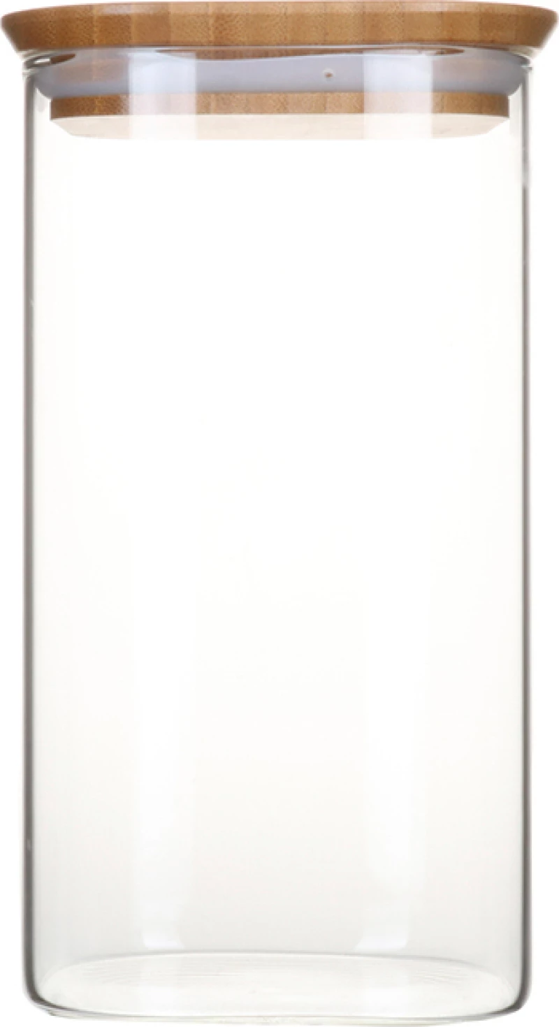 Pebbly Γυάλινο Βάζο Αποθήκευσης με καπάκι από Bamboo 1.4L Natural