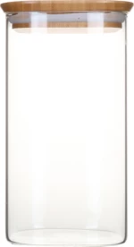 Pebbly Γυάλινο Βάζο Αποθήκευσης με καπάκι από Bamboo 1.4L Natural