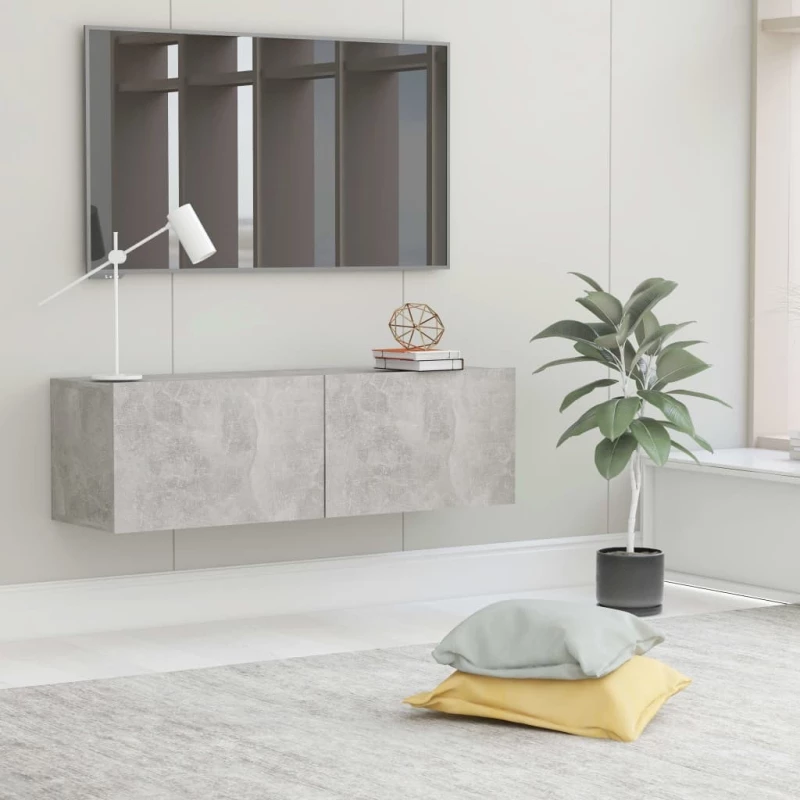 Έπιπλο Τηλεόρασης Γκρι Σκυροδέματος 100x30x30 εκ. Μοριοσανίδα