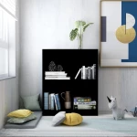 Βιβλιοθήκη Μαύρη 60 x 24 x 74,5 εκ. από Μοριοσανίδα