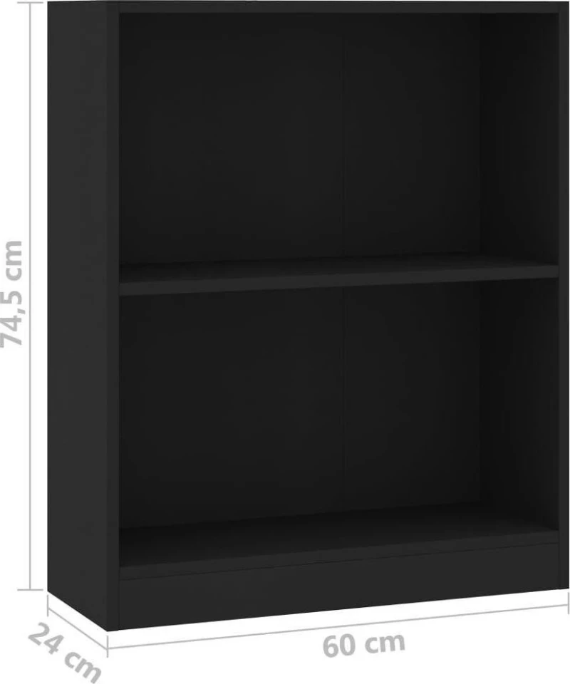Βιβλιοθήκη Μαύρη 60 x 24 x 74,5 εκ. από Μοριοσανίδα