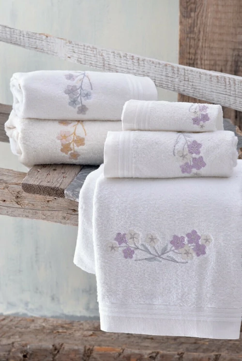 Rythmos Σετ Πετσέτες 3τμχ Jolie Λευκό Λιλά