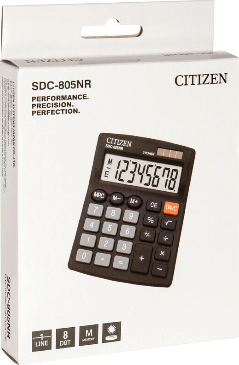 Citizen Αριθμομηχανή Απλή SDC-805NR 8 Ψηφίων σε Μαύρο Χρώμα