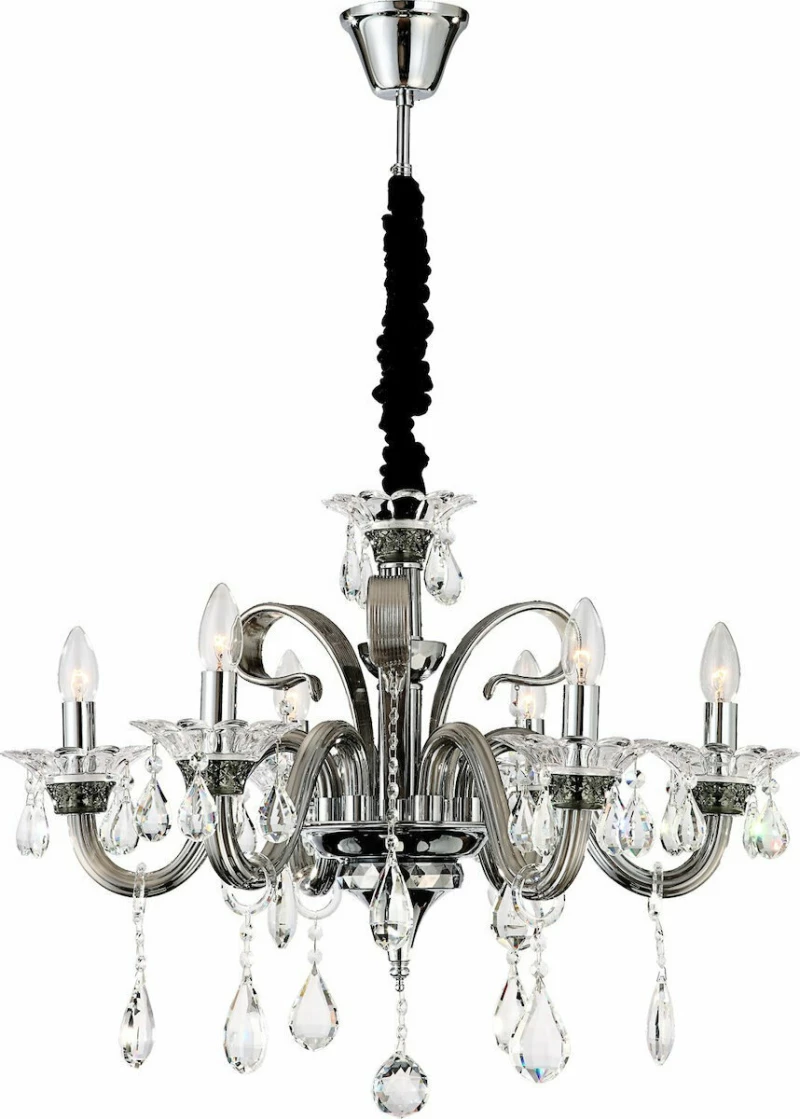 Globo Lighting Πολυέλαιος 6xE14 με Κεράκια Διάφανος 64104-6