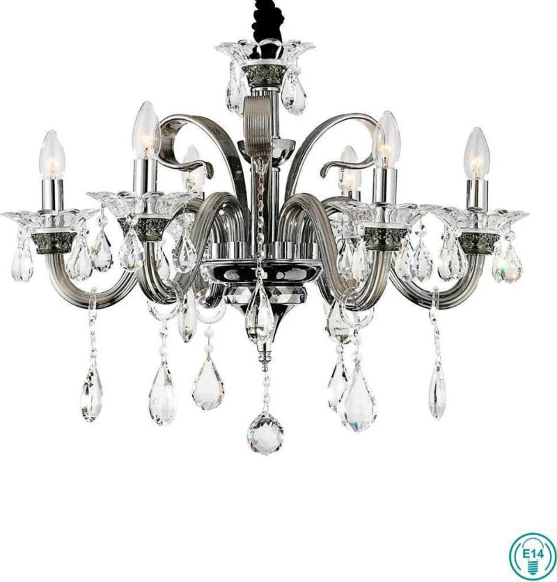 Globo Lighting Πολυέλαιος 6xE14 με Κεράκια Διάφανος 64104-6
