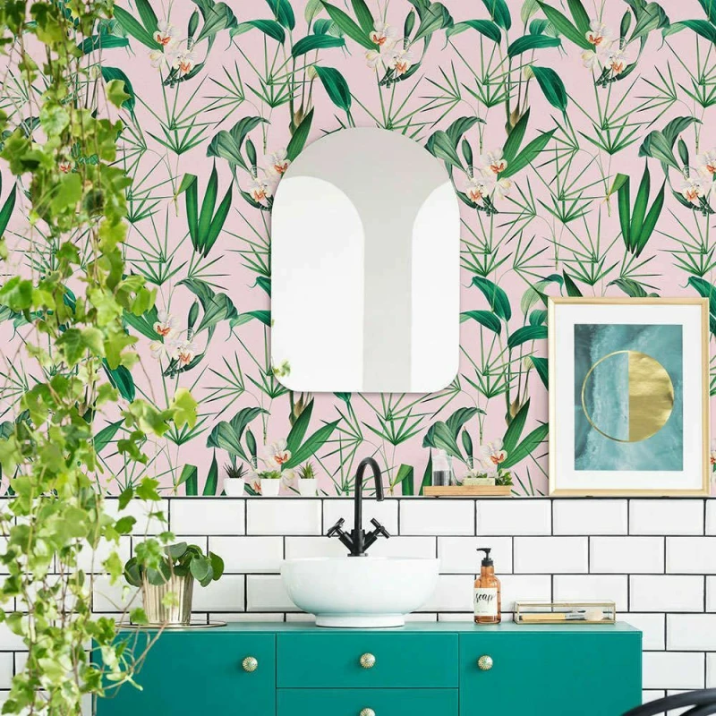 Ταπετσαρία Palm Springs WP20361 Green-White-Pink MindTheGap 52x300cm