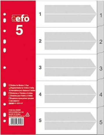 Διαχωριστικά Πλαστικά Α4 1-5 Γκρι