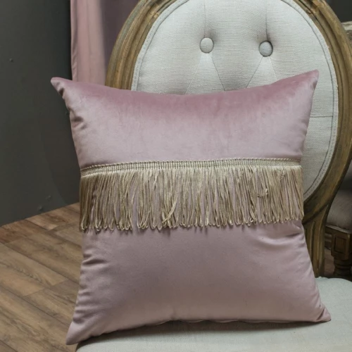 Teoran Διακοσμητική Μαξιλαροθήκη 45x45 Velvet Με Κρόσια 12 Purple