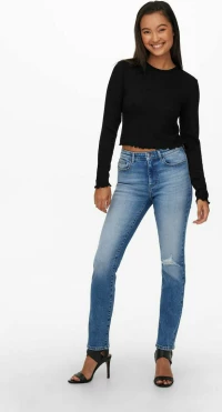 Only 15210610 Μακρυμάνικο Crop Top Μαύρο