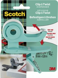 3M Βάση για Σελοτέιπ Scotch Clip & Twist Γαλάζιο C19