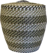 Plastona 00.06.67224 Καλάθι Απλύτων Ψάθινο 38x38x40cm Μαύρο