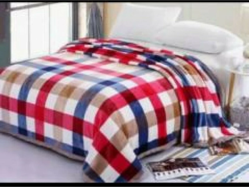 Natural Home Καρό Κουβέρτα Βελουτέ Διπλή 200x240 Κόκκινο