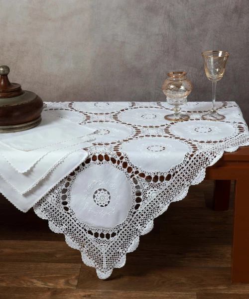 Silk Fashion Καρέ Πλεκτό 110x110 371 Λευκό