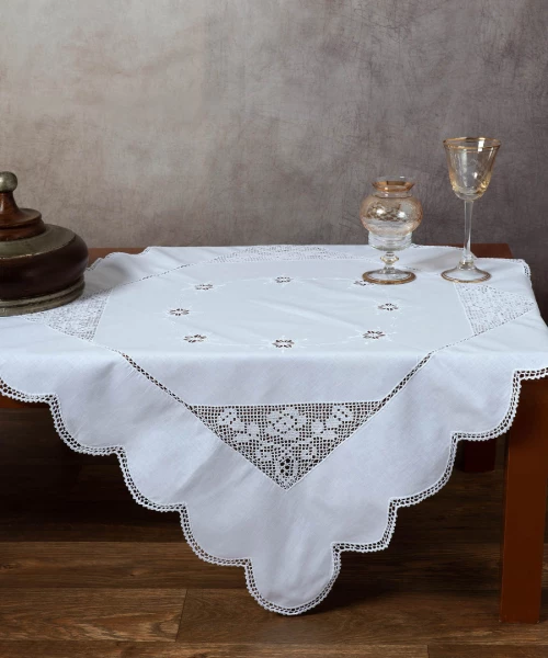 Silk Fashion Καρέ Πλεκτό 90x90 1155 Λευκό