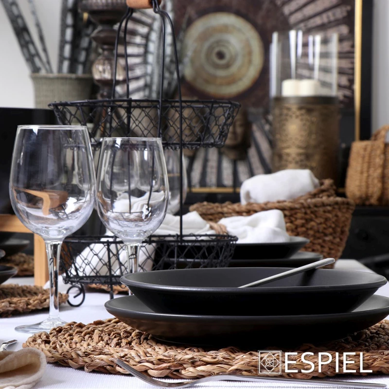 Espiel Terra Matt Πιάτο Βαθύ Κεραμικό Μαύρο με Διάμετρο 23.5cm