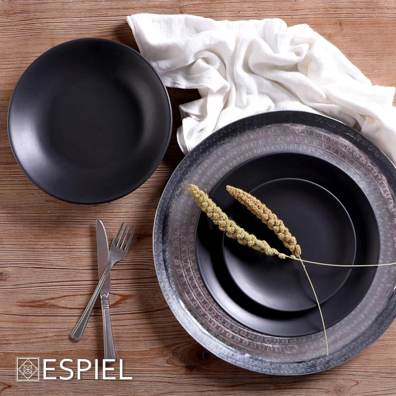 Espiel Terra Matt Πιάτο Βαθύ Κεραμικό Μαύρο με Διάμετρο 23.5cm