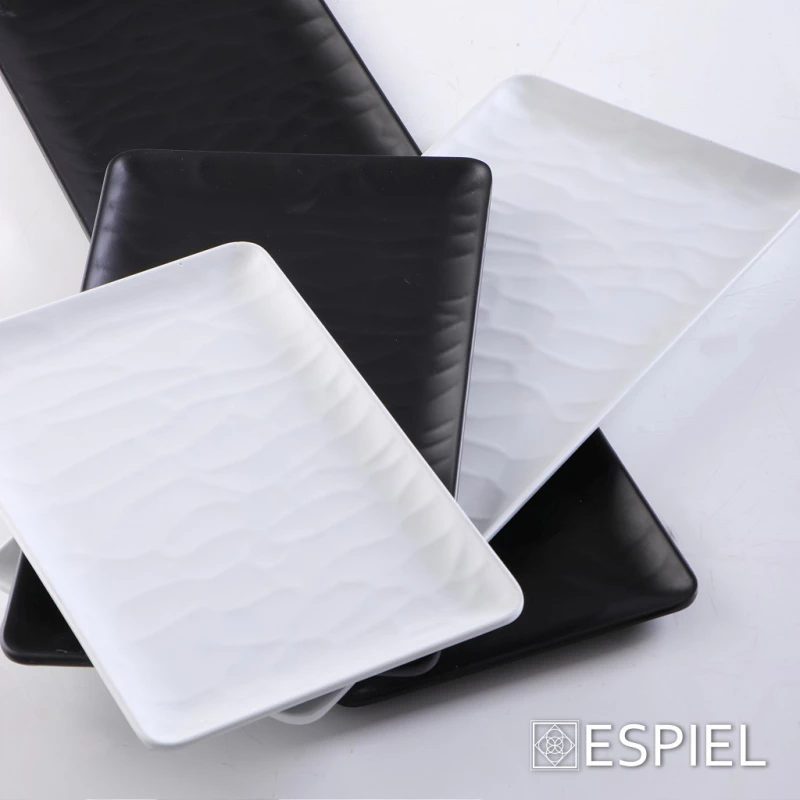 Espiel Wavy Matte Πιατέλα Σερβιρίσματος Ορθογώνια Πλαστική Black 40x16cm