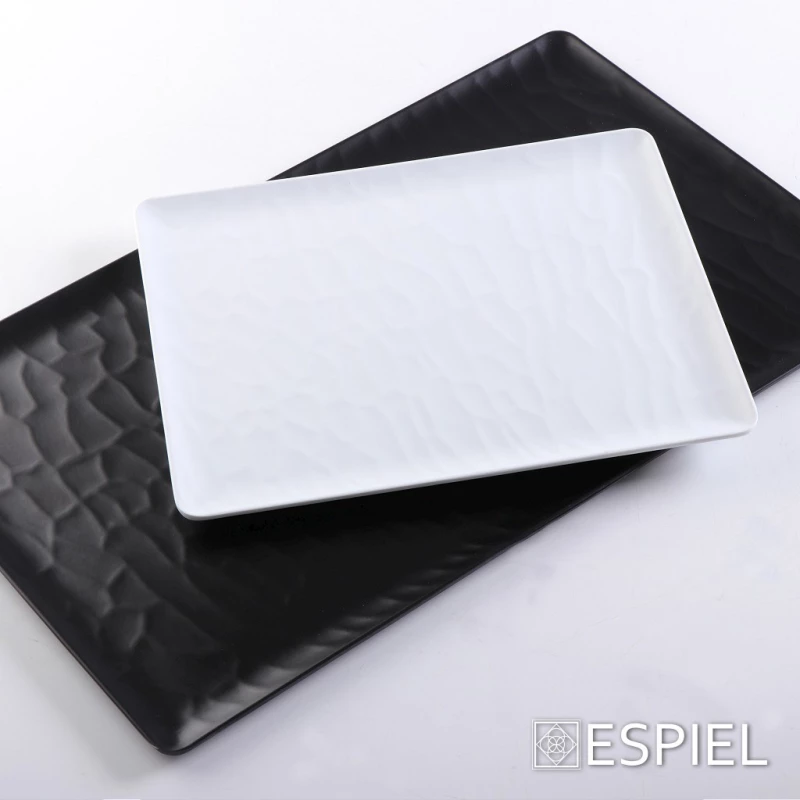 Espiel Wavy Matte Πιατέλα Σερβιρίσματος Ορθογώνια Πλαστική Black 40x16cm