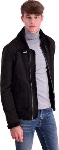 Lindbergh Men's Fake Mouton Jacket-Black