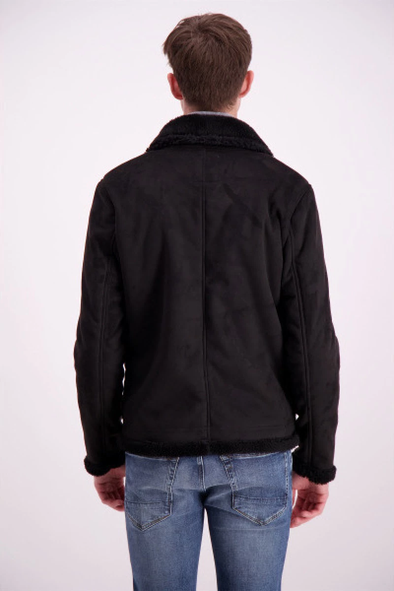 Lindbergh Men's Fake Mouton Jacket-Black