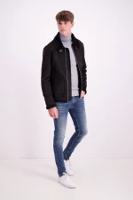 Lindbergh Men's Fake Mouton Jacket-Black