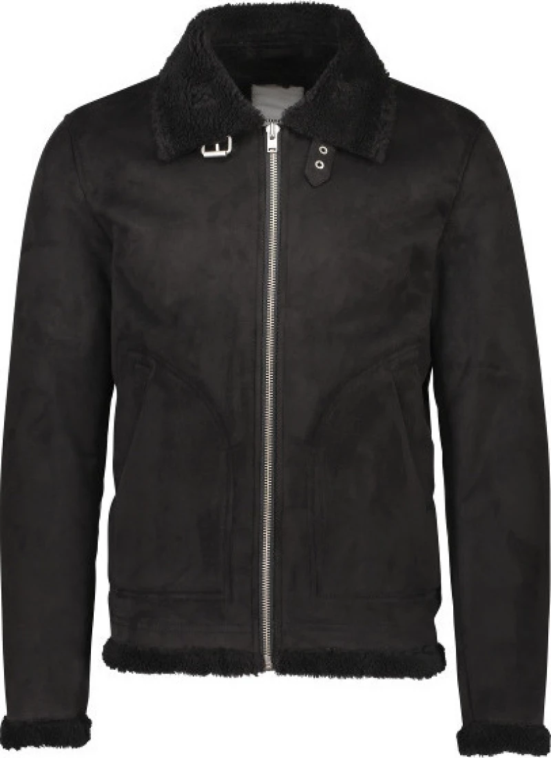 Lindbergh Men's Fake Mouton Jacket-Black
