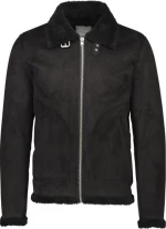 Lindbergh Men's Fake Mouton Jacket-Black