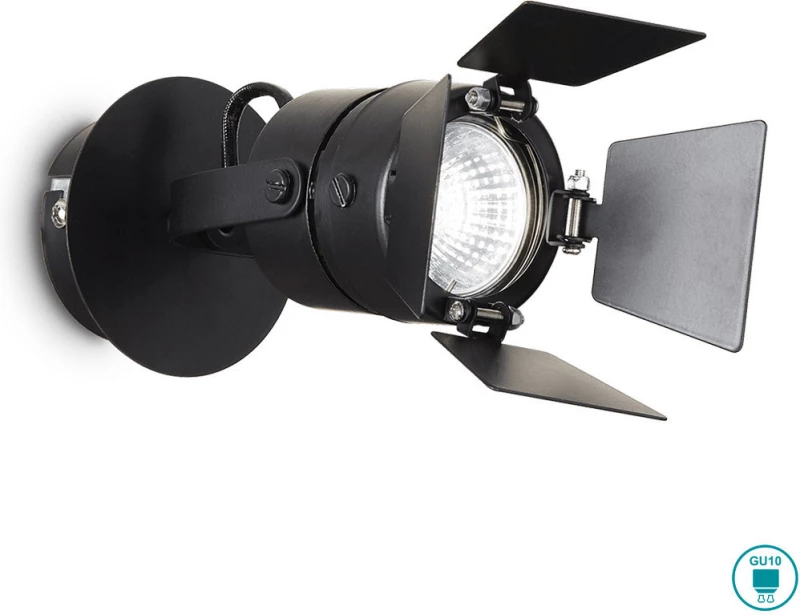 Ideal Lux Ciak Μονό Σποτ με Ντουί GU10 σε Μαύρο Χρώμα